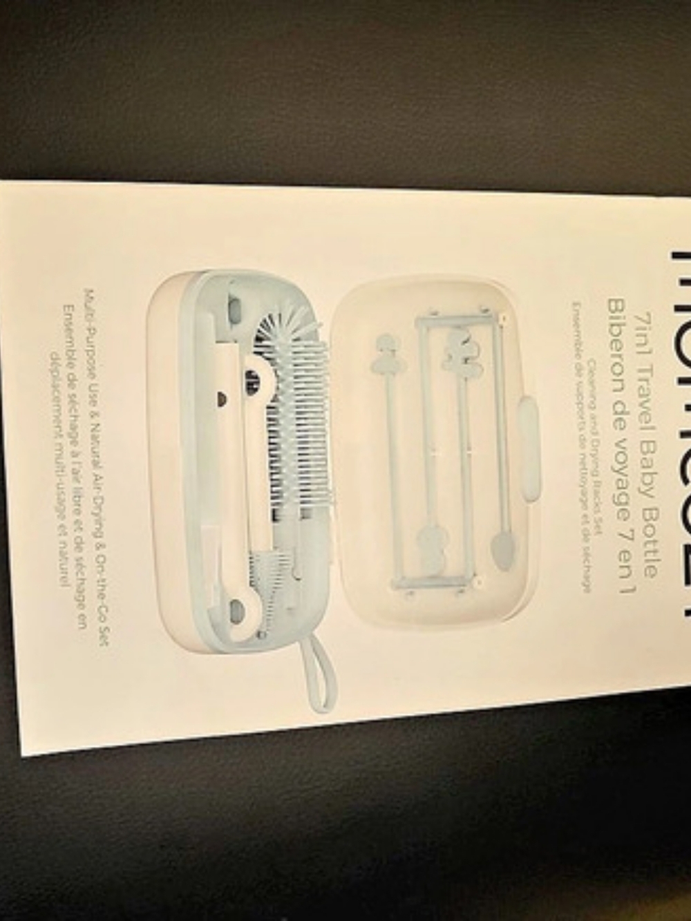 NWT momcozy 7-in-1 Travel Baby Bottle Brush Set White